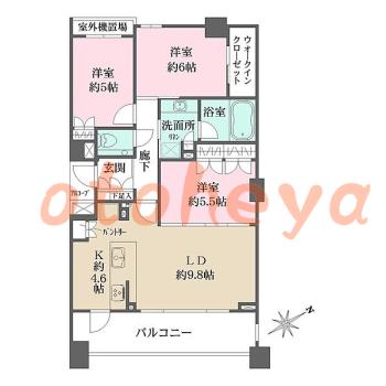 防音室のある楽器可 賃貸物件 3 LDK 35万円の図面１