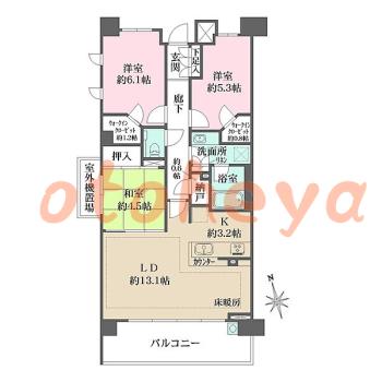 jr物件 3 LDK 17.8万円の図面１