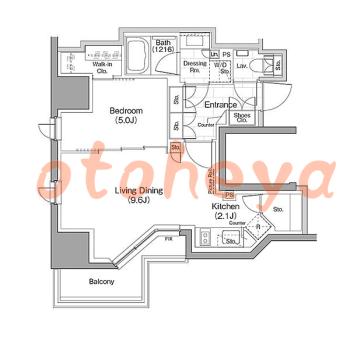 楽器可の賃貸物件 1 LDK 18万円の図面１