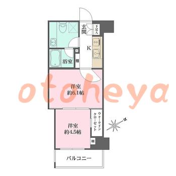 楽器可の賃貸物件 2 K 13.6万円の図面１