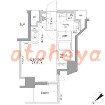 楽器可の賃貸物件 1 R 10.1万円の図面１