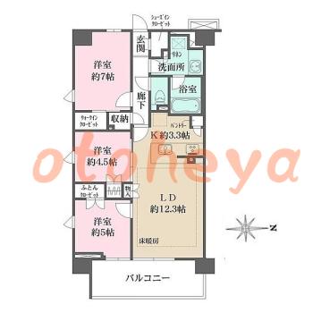 物件 3 LDK 20.8万円の図面１