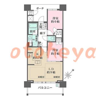防音室のある楽器可 賃貸物件 2 LDK 22万円の図面１