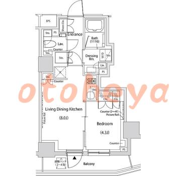 防音室のある楽器可 賃貸物件 1 LDK 14.8万円の図面１