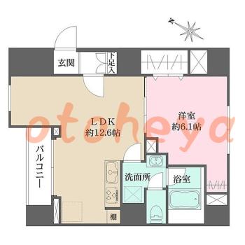 防音室のある楽器可 賃貸物件 1 LDK 17.4万円の図面１