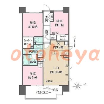 防音室のある楽器可 賃貸物件 3 LDK 28万円の図面１