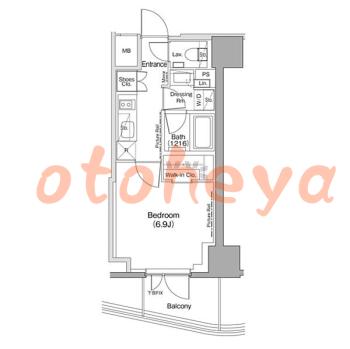 楽器可の賃貸物件 1 K 13万円の図面１