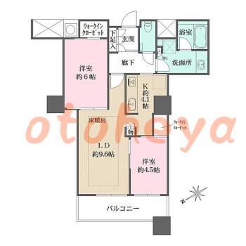 防音室のある楽器可 賃貸物件 2 LDK 34万円の図面１