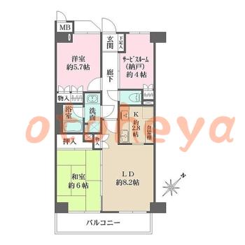 防音室のある楽器可 賃貸物件 2 SLDK 19.5万円の図面１