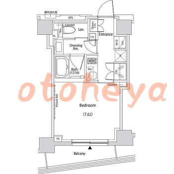 防音室のある楽器可 賃貸物件 1 K 13.3万円の図面１