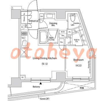 防音室のある楽器可 賃貸物件 1 LDK 18.8万円の図面１