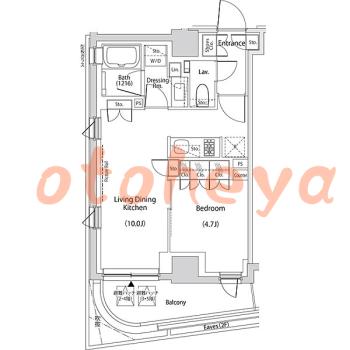 防音室のある楽器可 賃貸物件 1 LDK 18.8万円の図面１