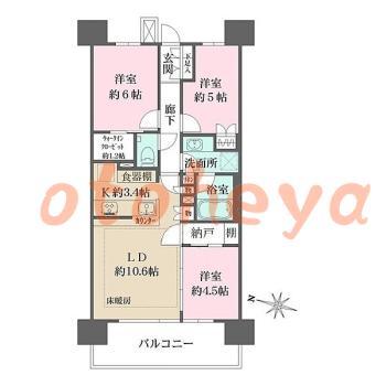 楽器可の賃貸物件 3 LDK 22万円の図面１