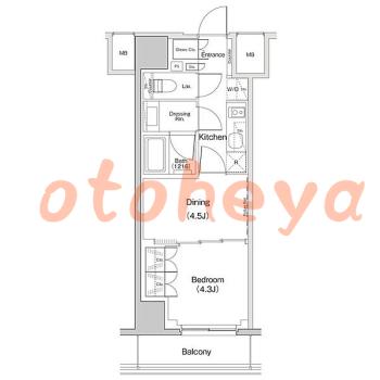 防音室のある楽器可 賃貸物件 1 DK 13.3万円の図面１