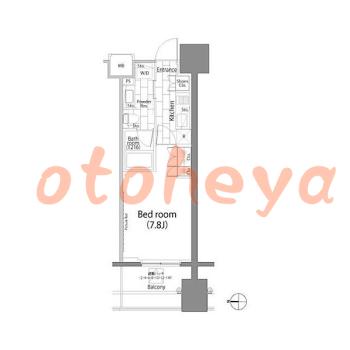 楽器可の賃貸物件 1 K 14.8万円の図面１