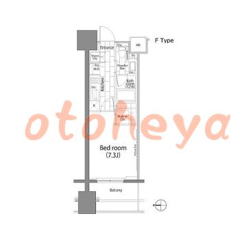 楽器可の賃貸物件 1 K 14.7万円の図面１