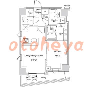 防音室のある楽器可 賃貸物件 1 LDK 22.5万円の図面１