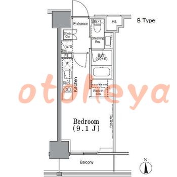 楽器可の賃貸物件 1 R 14.4万円の図面１