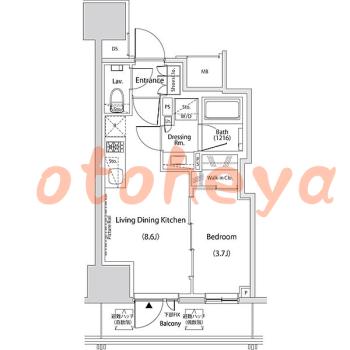 防音室のある楽器可 賃貸物件 1 LDK 17.5万円の図面１