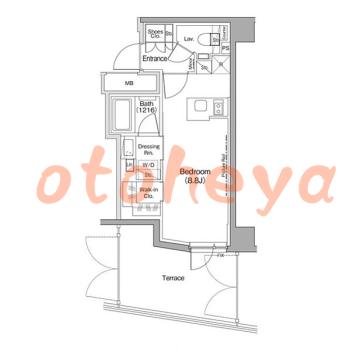 楽器可の賃貸物件 1 R 12.2万円の図面１