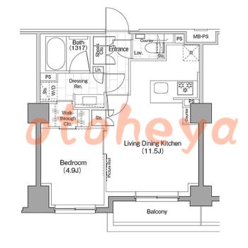 楽器可の賃貸物件 1 LDK 23.9万円の図面１