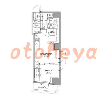 楽器可の賃貸物件 1 DK 17.6万円の図面１