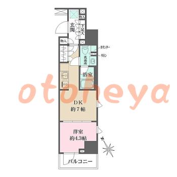 楽器可の賃貸物件 1 DK 13.8万円の図面１