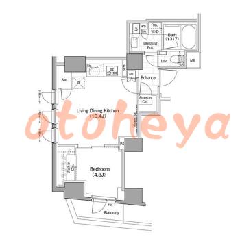 楽器可の賃貸物件 1 LDK 23.5万円の図面１