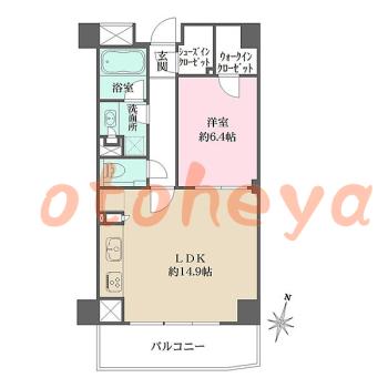 楽器可の賃貸物件 1 LDK 18万円の図面１