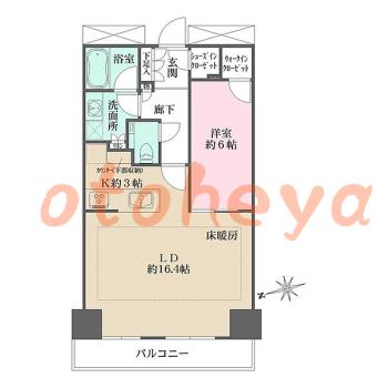防音室のある楽器可 賃貸物件 1 LDK 24.8万円の図面１