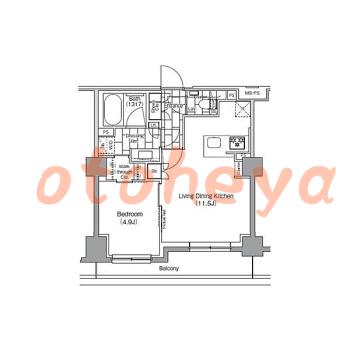 楽器可の賃貸物件 1 LDK 23.4万円の図面１