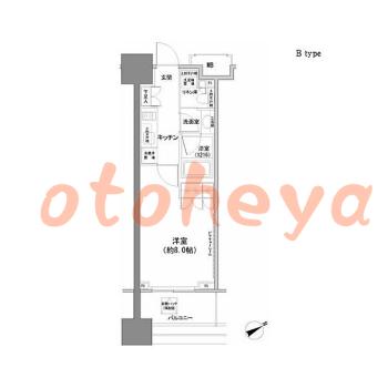 楽器可の賃貸物件 1 K 12.6万円の図面１