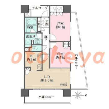 防音室のある楽器可 賃貸物件 2 LDK 20万円の図面１