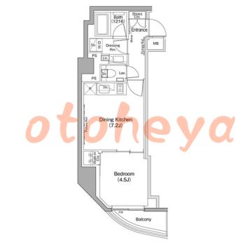 楽器可の賃貸物件 1 DK 17万円の図面１