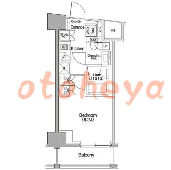 楽器可の賃貸物件 1 K 13.3万円の図面１