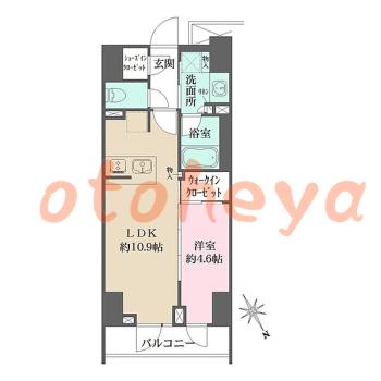 楽器可の賃貸物件 1 LDK 20.8万円の図面１