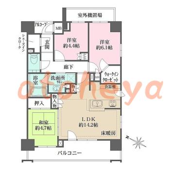 防音室のある楽器可 賃貸物件 3 LDK 30万円の図面１