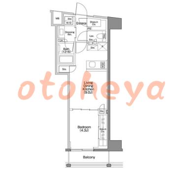 楽器可の賃貸物件 1 LDK 20.6万円の図面１