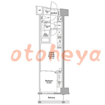 楽器可の賃貸物件 1 LDK 20.8万円の図面１