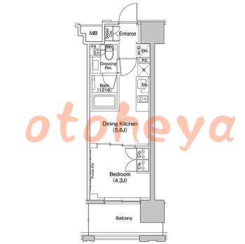 グランドピアノ可の賃貸物件 1 DK 11.9万円の図面１