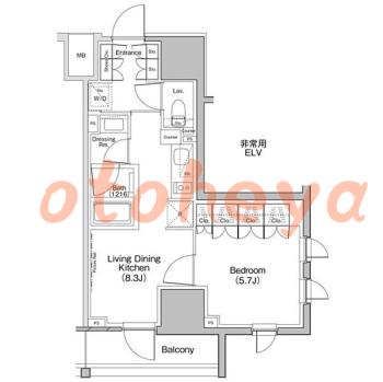 グランドピアノ可の賃貸物件 1 LDK 14.8万円の図面１