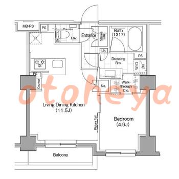 楽器可の賃貸物件 1 LDK 23.9万円の図面１