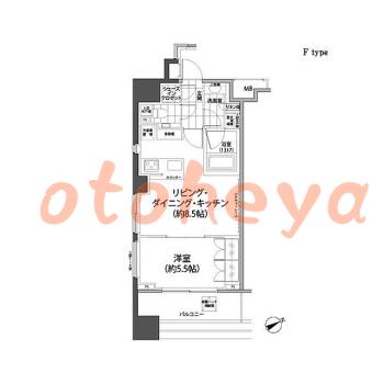 楽器可の賃貸物件 1 LDK 21.3万円の図面１