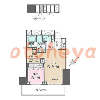 楽器可の賃貸物件 1 LDK 30万円の図面１
