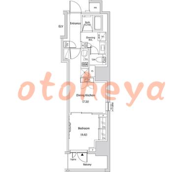楽器可の賃貸物件 1 DK 17.2万円の図面１