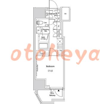 防音室のある楽器可 賃貸物件 1 K 14万円の図面１