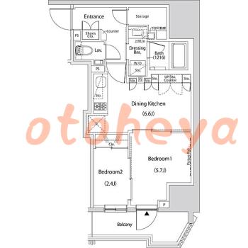 物件 2 DK 19.6万円の図面１