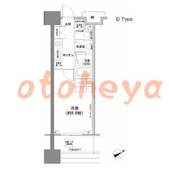 楽器可の賃貸物件 1 K 12.8万円の図面１