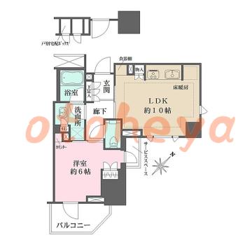 楽器可の賃貸物件 1 LDK 27.5万円の図面１
