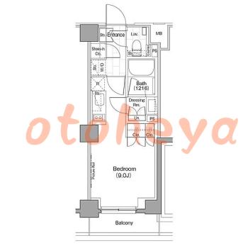 楽器可の賃貸物件 1 R 14.6万円の図面１